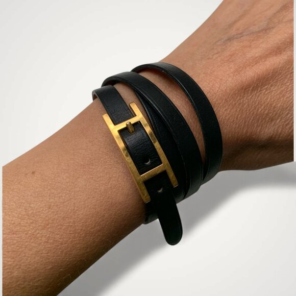 Hermès Leather Hapi 6MM Wrap Bracelet - Picture 2 of 4
